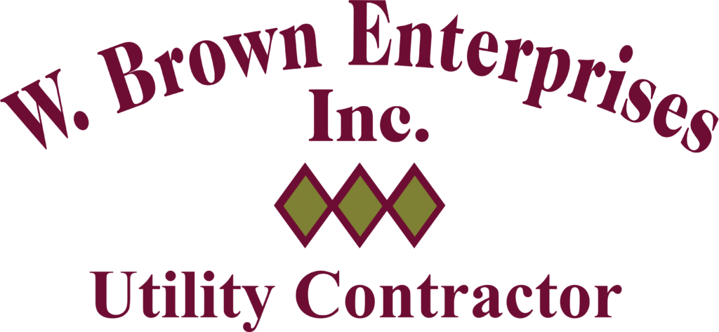 W. Brown Enterprises Inc. Utility contractor logo in red color